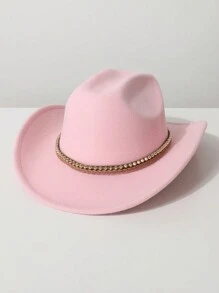 1 Stück Damen einfarbiger Boho-Stil geflochten Band Dekor Western Cowboy Hut/Jazzhat/Panama Hut, warme Herbst/Winter Kappe, geeignet für Musikfestivals, Western-Cowboy-Themen-Events, Retro-Partys, Kostümspiele, Geburtstagsfeiern, Bühnenauftritte und den täglichen Gebrauch - Zylinder - Übersicht 13
