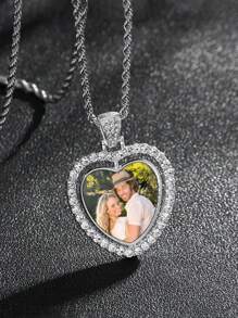 Customized Couple's Double-Sided Rotating Heart Pendant Necklace, Classic And Versatile Design Valentines - Multicolor - View 10