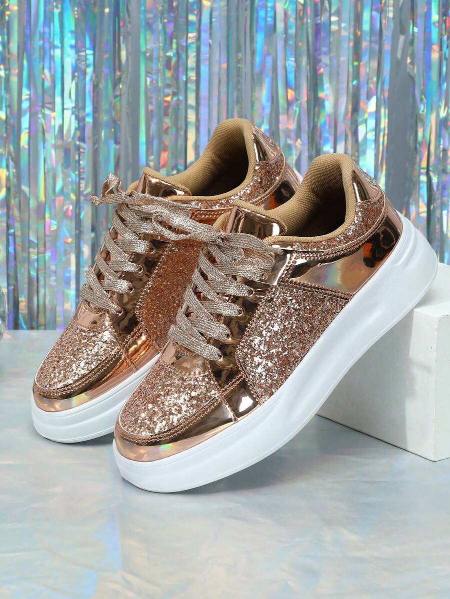 Rose Gold Sequin Women's Fashion Comfortable EyeCatching Versatile