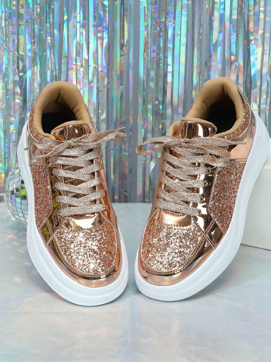 Rose Gold Sequin Women's Fashion Comfortable EyeCatching Versatile