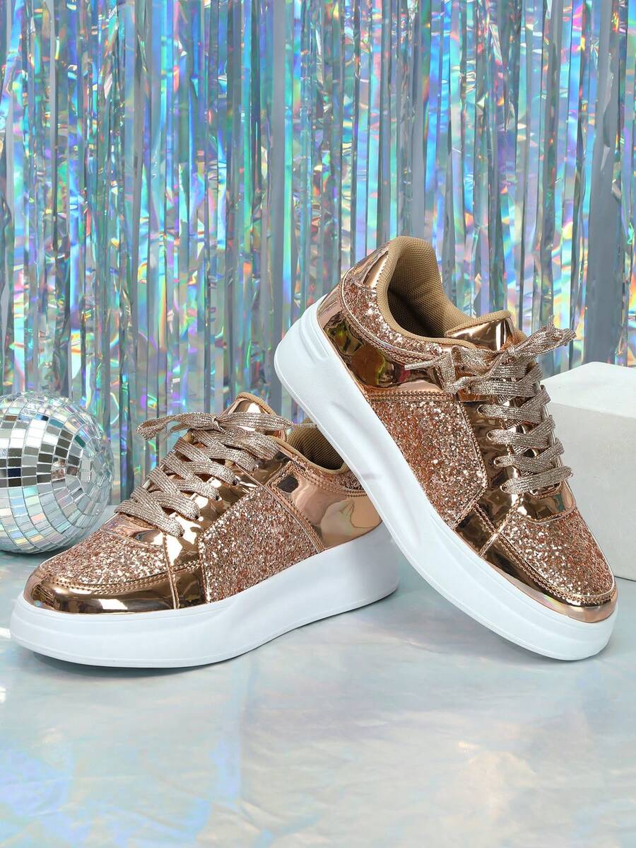 Rose Gold Sequin Women's Fashion Comfortable EyeCatching Versatile