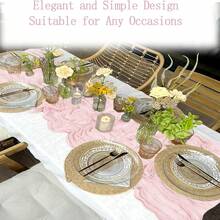 8/16 Pack Light Pink Cheesecloth Table Runner 20 X 120 Inch Gauze Table Runners 10 FT Long,Semi Sheer Boho Cheese Cloth Fabric Table Runner Bulk For Wedding,Party,Baby Shower,Bridal Shower Decoration - Hồng nhạt - Xem 6