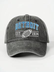 1pc Women Detroit Embroider Baseball Cap, Adjustable Casual Outdoor Sun Hat For Spring/Autumn Travel Beach Holiday, Men's Y2K Style Cap