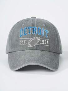 1pc Women Detroit Embroider Baseball Cap, Adjustable Casual Outdoor Sun Hat For Spring/Autumn Travel Beach Holiday, Men's Y2K Style Cap