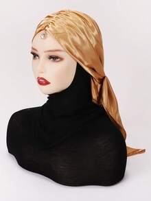 New Fashion Satin Rhinestone Pendant Hijab Scarf, Suitable For Spring/Summer - Multicolor - View 4