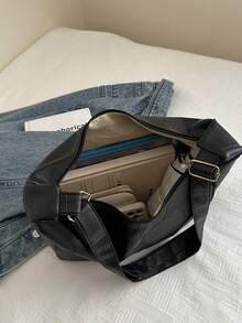 女士时尚休闲通勤单肩手提包，大容量适合旅行、约会、外出、购物、四季皆宜 - 黑色 - 查看 9