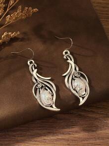 1 对时尚创意复古小众设计波西米亚风格耳环，适合女性日常佩戴 - 復古銀色 - 查看 2