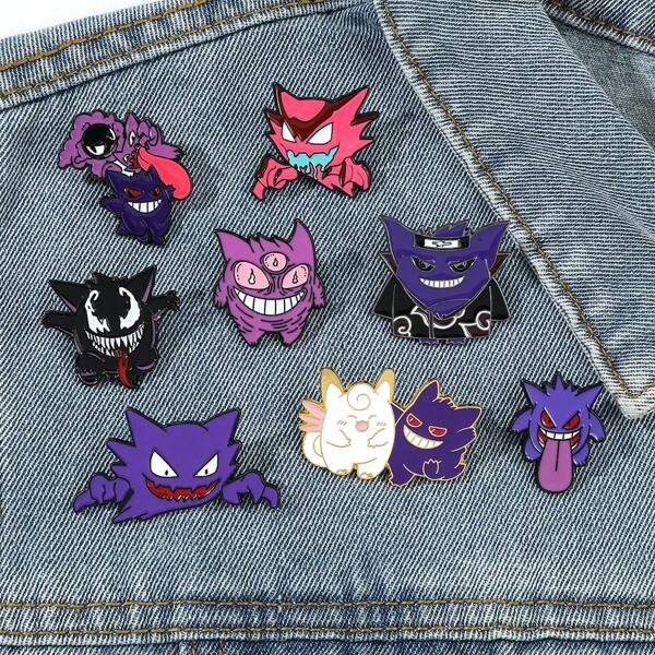 pokemon Pokemon 1/4/5 piezas Broche divertido de Halloween Accesorio metálico con emblema de Haunter adorable y de moda para collar, mochila, ropa, joyería, accesorios, vestimenta y bolso. Regalo ideal