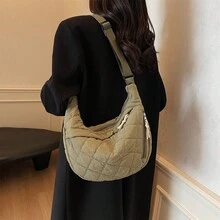 2023/2024 秋冬复古时尚女士大容量手提包，简约休闲单肩包和斜挎包，设计优雅 - 綠色 - 查看 3