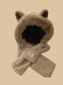 1pc Women's Stitching Rabbit Fur Cute Bear Hat, Suitable For Daily Warmth In Autumn And Winter - A - View 19