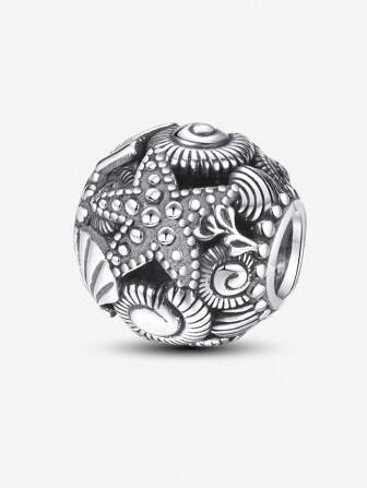 1Pc Fashionable Openwork Starfish, Shells & Hearts Charm Bead Fit For Women Bracelets Bangles DIY Jewelry Making Valentines