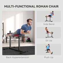 SPORTNOW Back Extension Bench Roman Chair, Hyperextension Bench With Adjustable Leg Roller For Back, Abdominal And Gluteal Training - Black - View 3