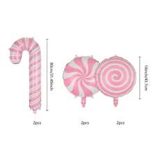 6 件套粉色圣诞拐杖糖风车气球套装，粉色圣诞及新年派对装饰气球，粉色糖果气球 - 彩色 - 查看 10