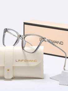 LINFEMAND 女士 Y2K 猫眼透明镜片眼镜，果冻色，适合日常佩戴、办公、阅读和节日礼物 - 無色 - 查看 1
