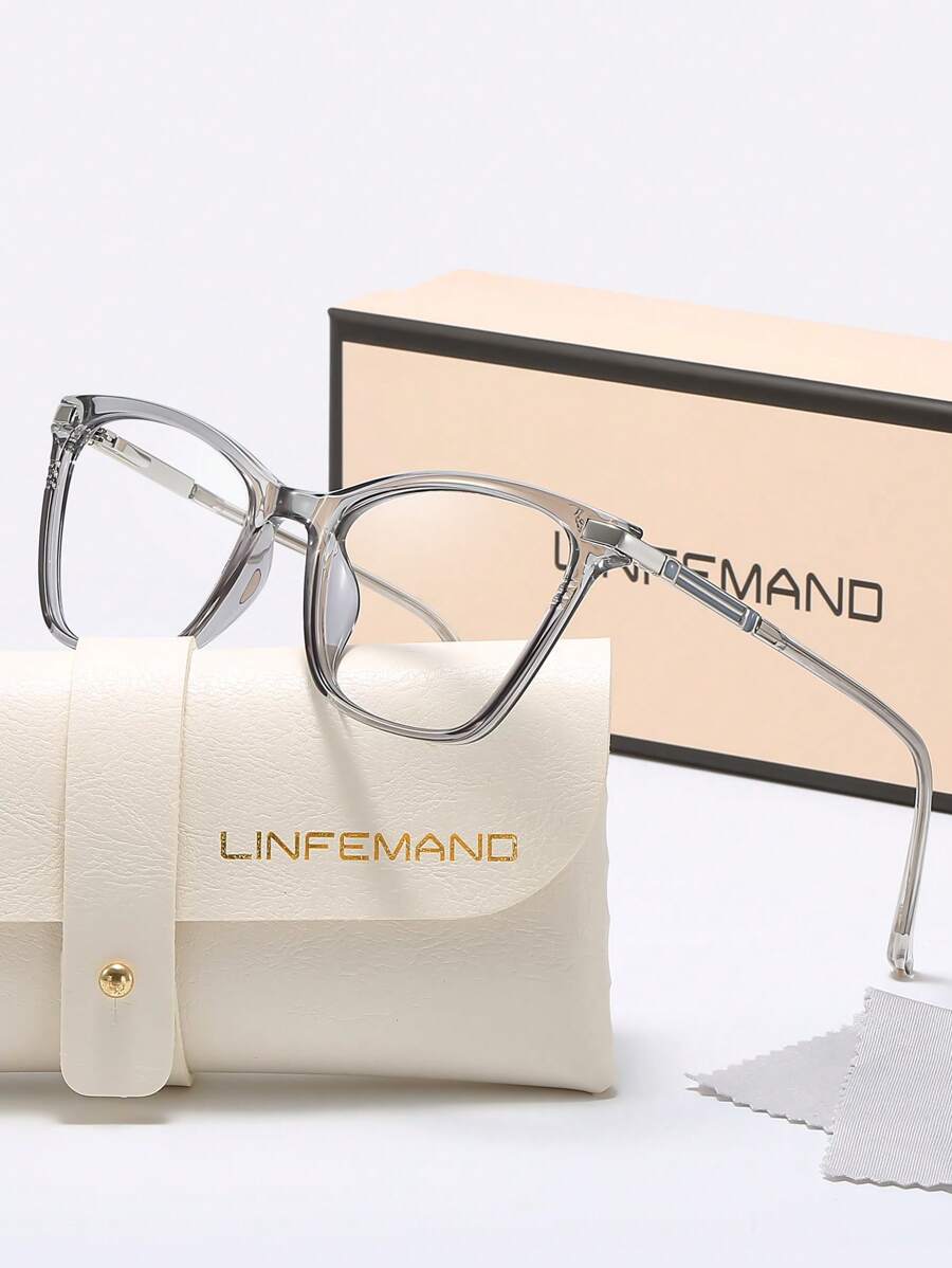 LINFEMAND 女士 Y2K 猫眼透明镜片眼镜,果冻色,适合日常佩戴、办公、阅读和节日礼物 - 無色 - 查看 1