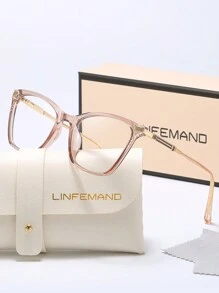 LINFEMAND 女士 Y2K 猫眼透明镜片眼镜，果冻色，适合日常佩戴、办公、阅读和节日礼物 - 無色 - 查看 3