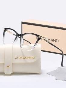 LINFEMAND 女士 Y2K 猫眼透明镜片眼镜，果冻色，适合日常佩戴、办公、阅读和节日礼物 - 無色 - 查看 4