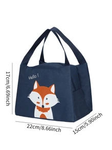 1pc Pink Cat Pattern Oxford Cloth Thermal Insulated Lunch Bag With Handle For Student/Office Workers, Fit For Aluminum Foil Lunch Box ,Kitchen,Christmas Gift - Pink - View 5