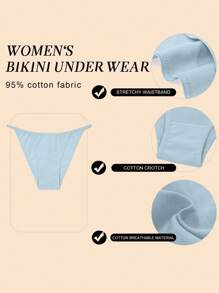 Bộ 6 chiếc quần lót bikini dây mảnh nhiều màu sắc dành cho nữ, cạp thấp, kiểu cắt cao, chất liệu co giãn, cỡ S-XXL. - Nhiều màu - Xem 4