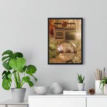1 peça, pôster de tela de mulher com bola de discoteca vintage, arte luxuosa de bola de espelho, estética moderna e divertida, estilo nórdico, decoração de sala de casa, arte de parede, presente ideal para quarto, sala de estar, corredor, arte de parede, decoração de parede, sem moldura