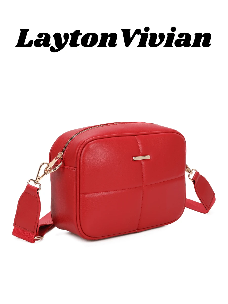 LaytonVivian Women's Crossbody Bag Dashed Stripes Simple Minimalist Crossbody Bag With Reinforced Strap - 紅色 - 查看 1