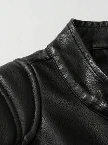 LEDUNTINO Męska modna kurtka skórzana z zamkiem błyskawicznym, casualowa, outdoorowa, z polaru, w sportowym stylu, w jednolitym kolorze, kurtka typu bomber, prezent dla chłopaka, męska wiatroszczelna kurtka skórzana na jesień/zimę, ze stójką, skórzana kurtka motocyklowa, męska skórzana kurtka na wiosnę/jesień