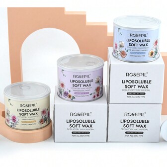 ROSEPIL Floral Scent Soft Wax - 368g Jar, Gentle And Adhesive Body Wax For Hair Removal, Ready-To-Use, Reusable, Ideal For Underarms, Legs, Arms, Back, Suitable For All Skin Types And Hair, Available In Yellow Gardenia, Purple Violet, Blue Chamomile