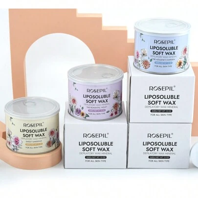 ROSEPIL Floral Scent Soft Wax - 368g Jar, Gentle And Adhesive Body Wax For Hair Removal, Ready-To-Use, Reusable, Ideal For Underarms, Legs, Arms, Back, Suitable For All Skin Types And Hair, Available In Yellow Gardenia, Purple Violet, Blue Chamomile