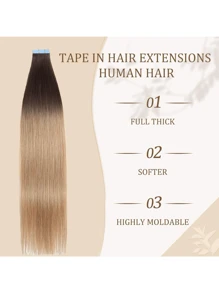 Kercsityn Tape In Human Hair 10-24 Inch Piano Color Hair Extensions Silky Straight Remy Human Hair Seamless Skin Weft Tape In Hair Extensions 20Pcs - S2/6 - View 4