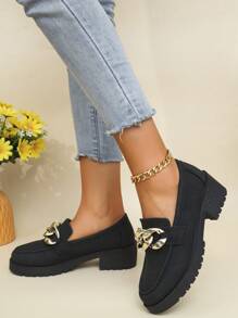 Ballerine stile britannico in pelle verniciata con fibbia dorata, suola morbida e comoda, di moda e versatili, mocassini neri con suola spessa stile college - Tre fibbie nere - Visualizzare 8