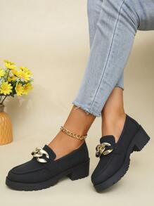 Ballerine stile britannico in pelle verniciata con fibbia dorata, suola morbida e comoda, di moda e versatili, mocassini neri con suola spessa stile college - Tre fibbie nere - Visualizzare 7