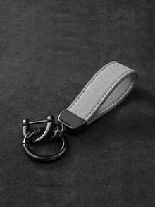 1pc Faux Fur Car Key Chain, Metal Key Ring, Creative Gift, Leather Key Chain, Car Accessories - A - View 7