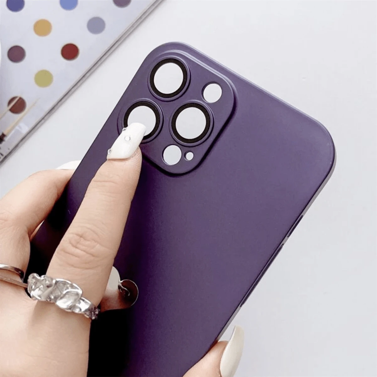 Y2K 0.8mm Super Thin PC Case With SprayPainted Leather Oil, Light Pink