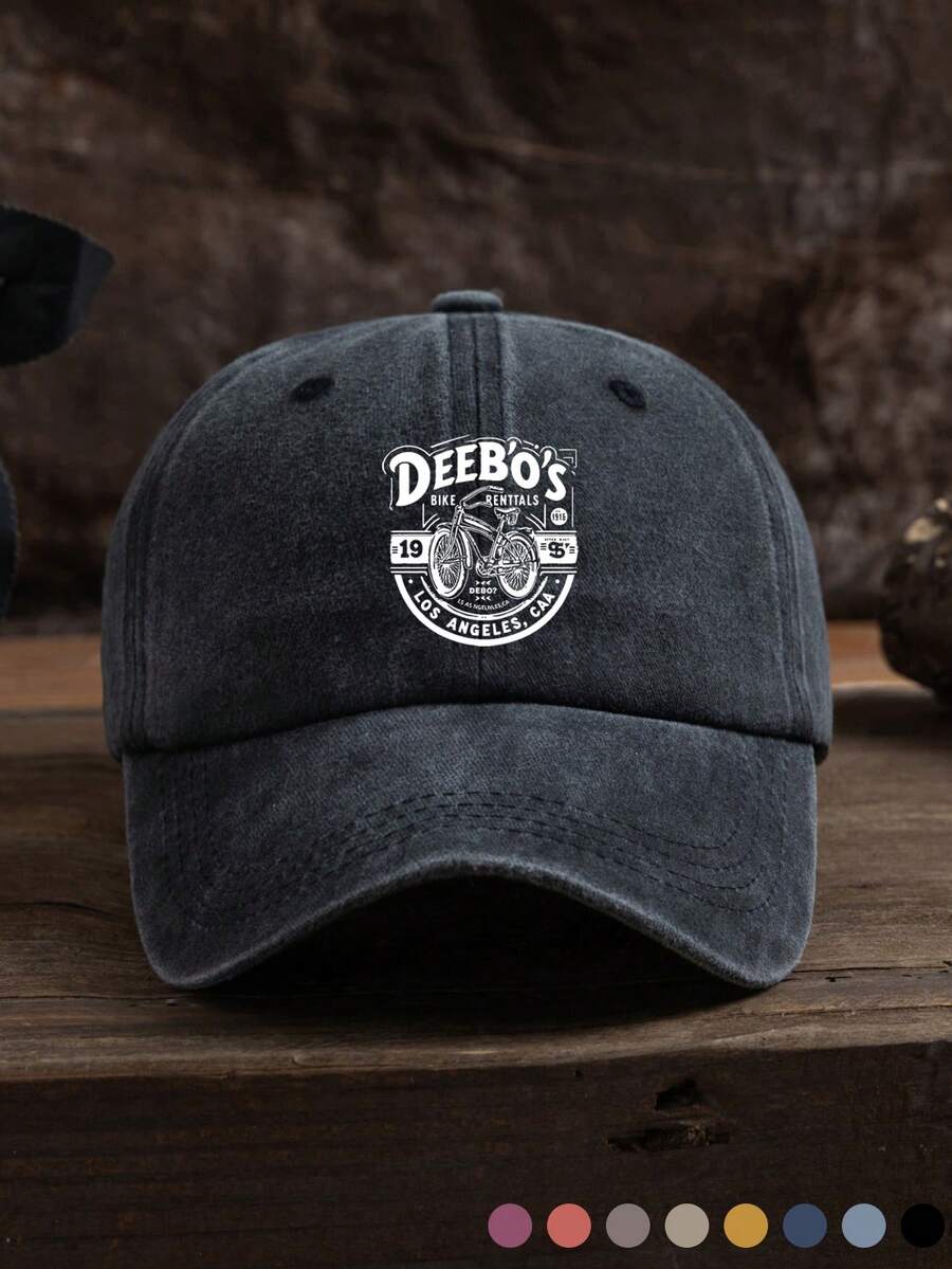 1 件男士可调节尺寸字母印花个性化复古风格棒球帽，休闲户外时尚配饰 - 水洗棒球帽 - 查看 1