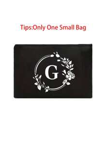 Czarna lniana torebka, torba typu tote, z nadrukiem białych liter wieńca, z kosmetyczką, prosta i elegancka, spersonalizowana torba na prezent ślubny dla druhny, kosmetyczka, prosta torba podróżna do przechowywania, najlepsze prezenty dla nauczycieli na Boże Narodzenie - Czarne - Zobacz 41