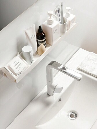 1 件/2 件可扩展储物架，浴室置物架壁挂式淋浴架，无需钻孔粘性厚白色储物架和浴室展示架