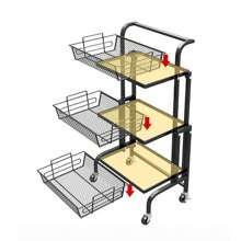 Black 3-Tier Fruit And Vegetable Storage Cart