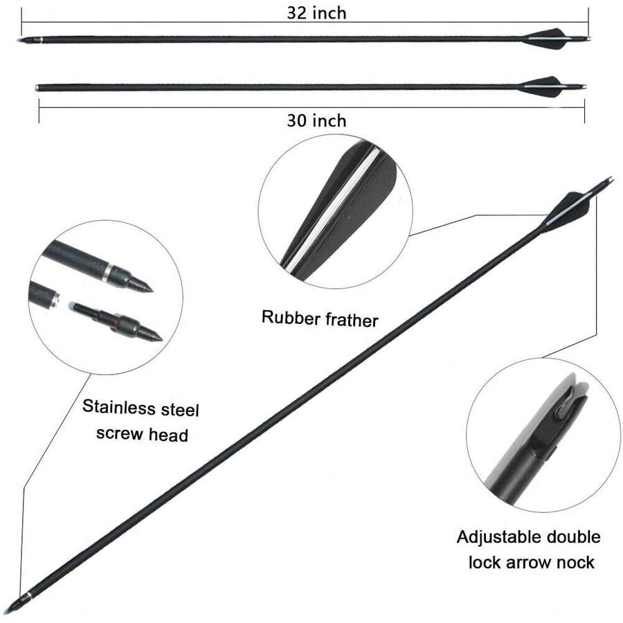 12Pcs Carbon Arrow Hunting Target Practice Arrows 30 Inch With