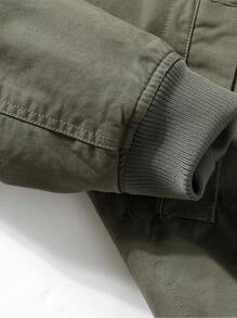 男士潮流时尚户外休闲运动飞行加厚夹克外套带保暖内衬，冬季保暖 - 軍綠色 - 查看 8