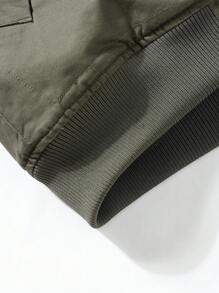 男士潮流时尚户外休闲运动飞行加厚夹克外套带保暖内衬，冬季保暖 - 軍綠色 - 查看 9