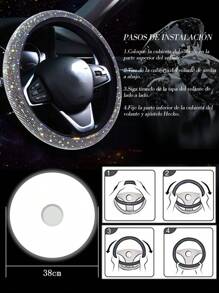 Cubierta del volante del coche con diseño de diamante de imitación accesorios carro 5pc,protector de la cubierta del volante para niñas, apta para SUVs, sedanes, coches y camiones - Multicolor - Ver 6