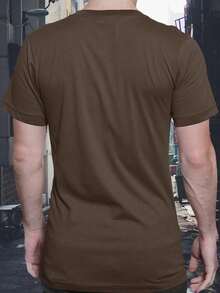 Men's Dreamer T-Shirt 100% Cotton Knit - 鏽棕色 - 查看 2