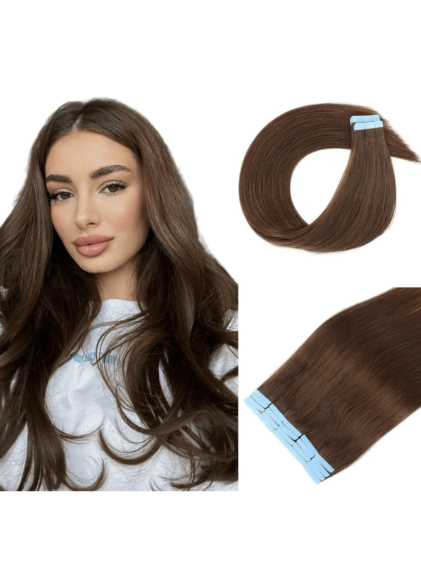 Kercsityn Tape In Human Hair 10-24 Inch Piano Color Hair Extensions Silky Straight Remy Human Hair Seamless Skin Weft Tape In Hair Extensions 20Pcs