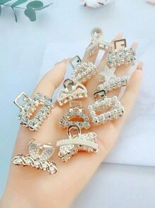 5-10 piezas Ganchos para el cabello de mujer con metal y rhinestones, Pinzas de pelo elegantes, Accesorios de moda