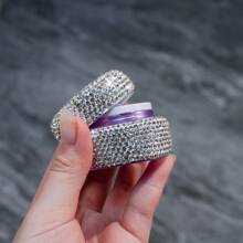 1pc Portable Cosmetic Travel Container With Refillable Cosmetic Jar Container, Inlaid With White Rhinestones, Suitable For Skin Care With Lotion And Cream Leakproof, Suitable For Travel, Drawer, Dressing Table, With Refillable Cosmetic Jar Container, Must-Have Gift For Him/Her During Festivals