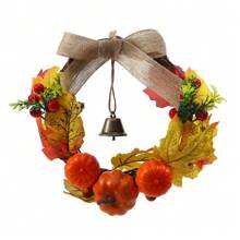Artificial Autumn Wreaths For Front Door Harvest Fall Door Wreath With Pumpkin Maple Leaf And Berry Thanksgiving Farmhouse Fall Wreaths For Front Door Pumpkin Berry Artificial Wreath Decoration Birthday - Orange - View 9