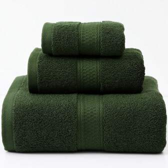 1件装毛巾/洗脸巾/手巾及3件套（浴巾+洗脸巾+手巾），缎带包边，厚实吸水，柔软亲肤，成人浴室、健身房、SPA、游泳、面部及身体护理毛巾套装，家居浴室装饰，秋季装饰，返校季装饰，美容院家用浴室浴巾，适用于美容院、酒店、运动场所、家居必备，毛巾，护肤浴巾