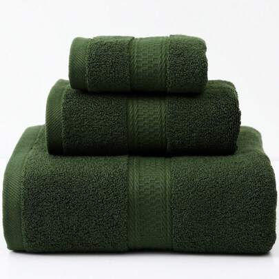 1件装毛巾/洗脸巾/手巾及3件套（浴巾+洗脸巾+手巾），缎带包边，厚实吸水，柔软亲肤，成人浴室、健身房、SPA、游泳、面部及身体护理毛巾套装，家居浴室装饰，秋季装饰，返校季装饰，美容院家用浴室浴巾，适用于美容院、酒店、运动场所、家居必备，毛巾，护肤浴巾