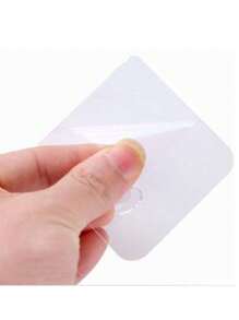 4Pcs Clear Plastic Adhesive Hook With Plug Strong For Kitchen Bathroom Promotion - 彩色 - 查看 4