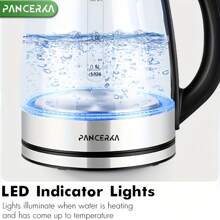 PANCERKA Electric Kettle, 1.8 Liter Electric Tea Kettle With LED Illuminated And High Borosilicate Glass, Hot Water Kettle, Auto Shutoff, Boil-Dry Protection, 360° Base - EU E Type Plug(220-240V) - View 4